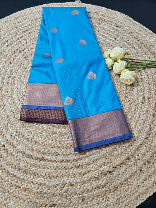 Blue body zari saree