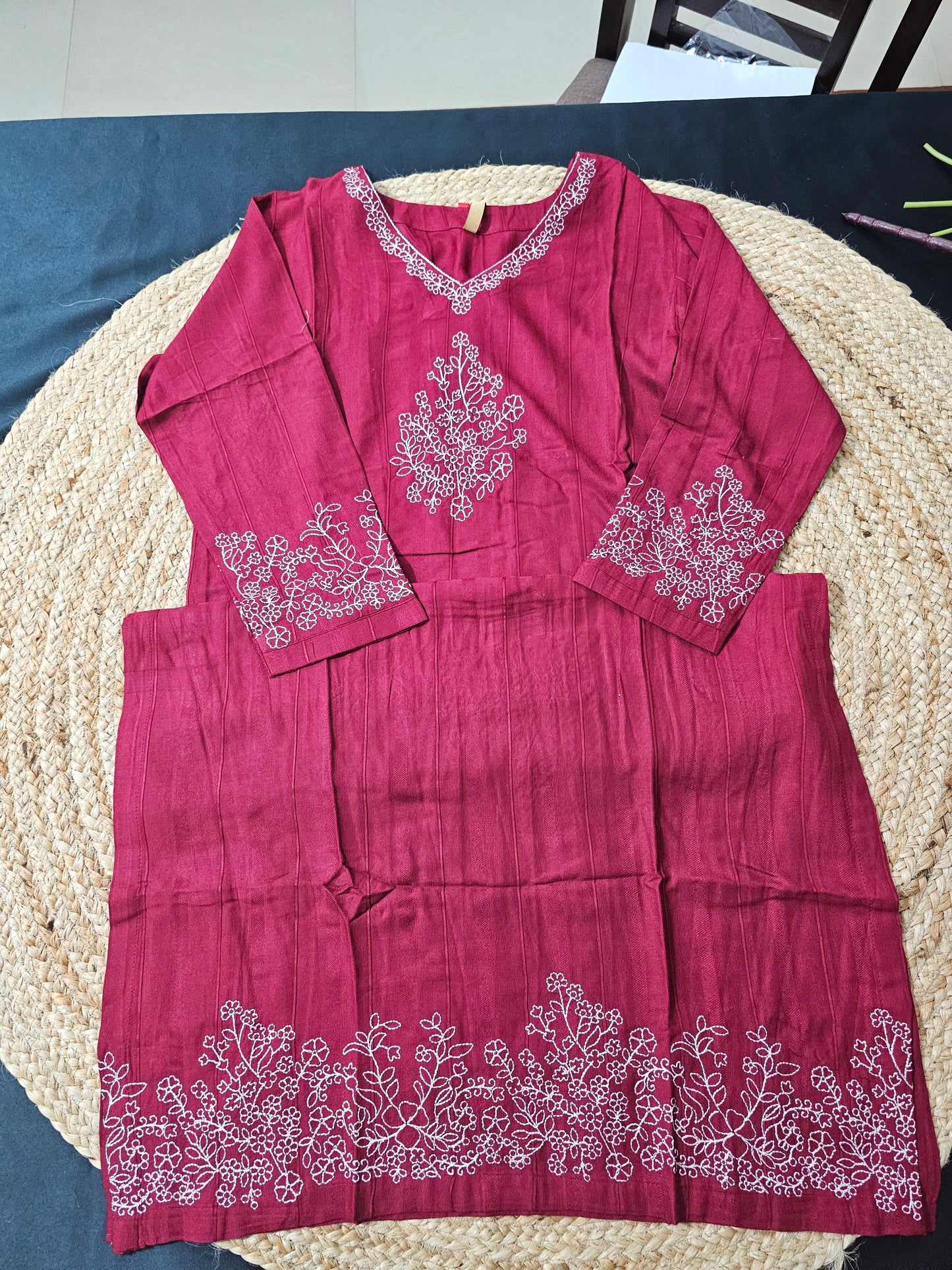Maroon embroidery kurti
