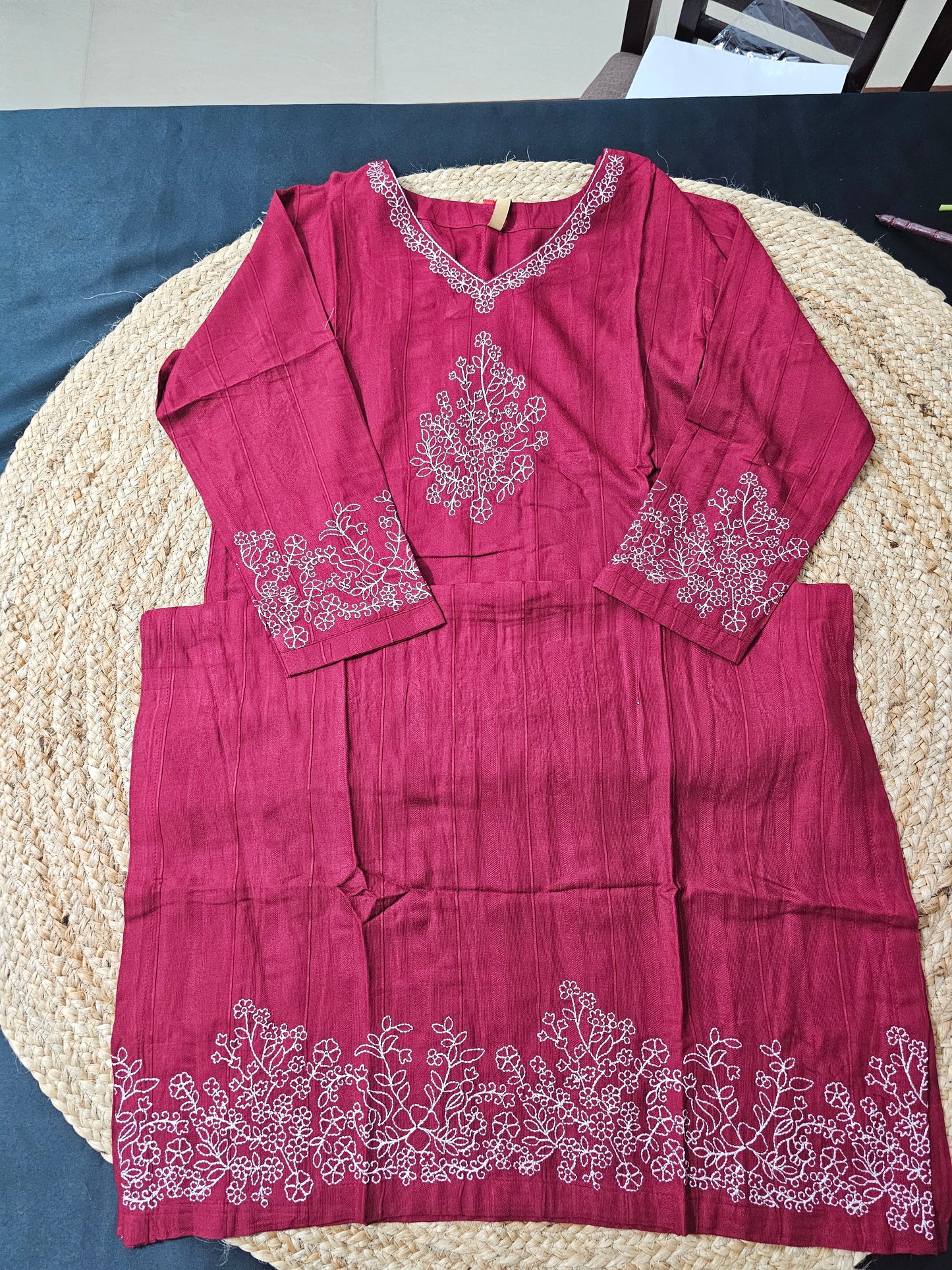 Maroon embroidery kurti