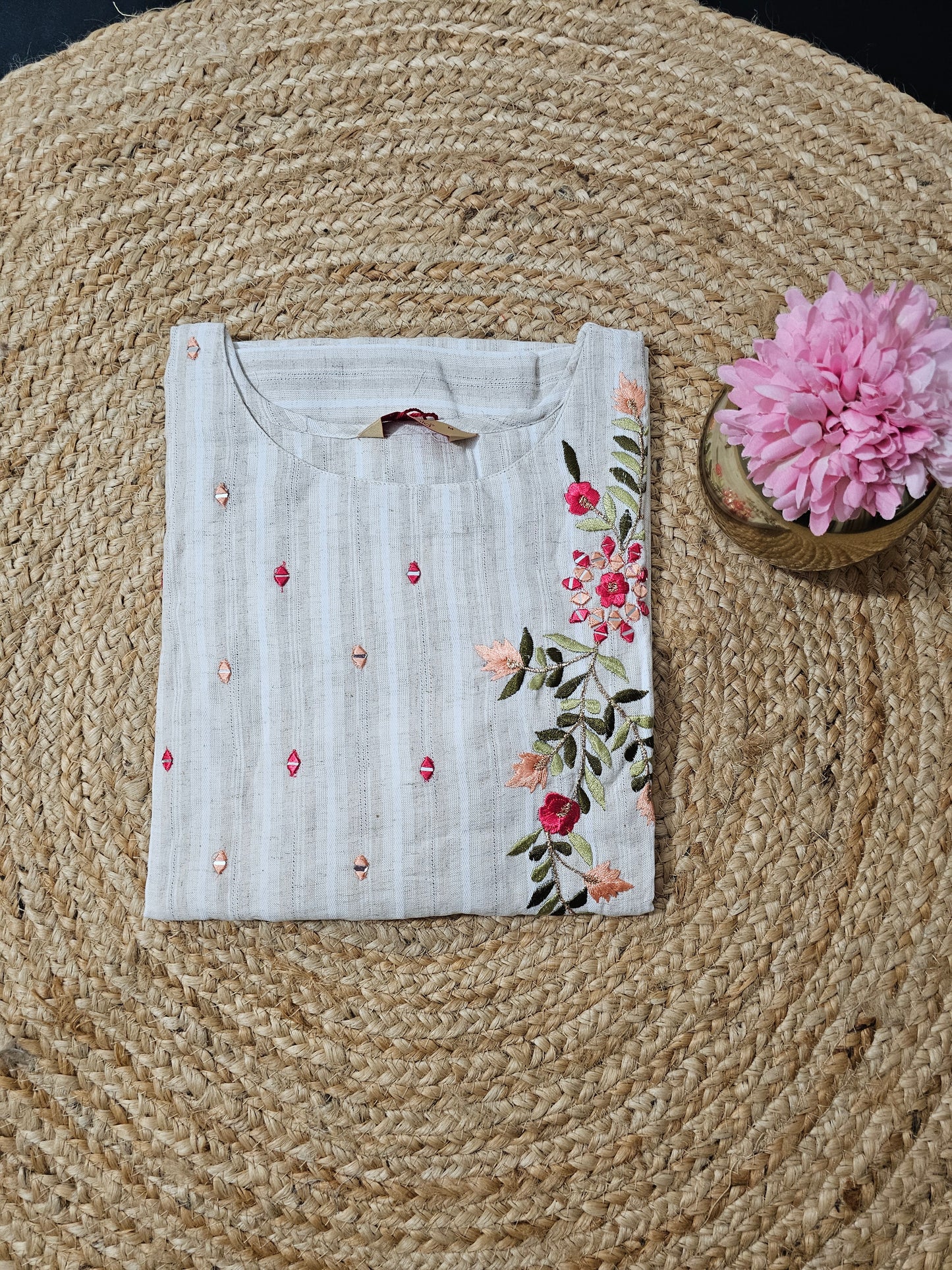 Off white thread work kurti