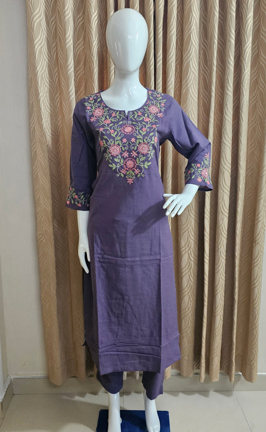Purple embroidered co-ord set