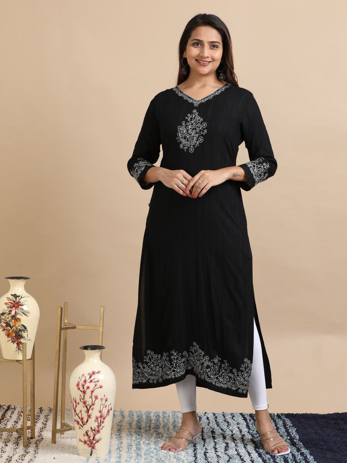 Black embroidered kurti