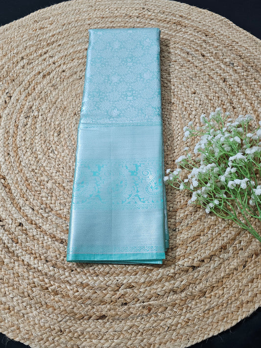 Long border silver zari saree