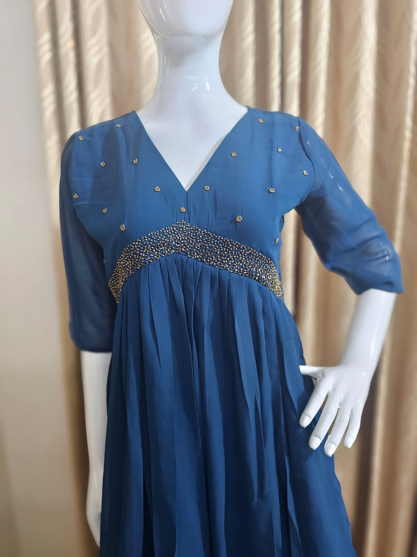 Blue Georgette Embellished Anarkali Dress
