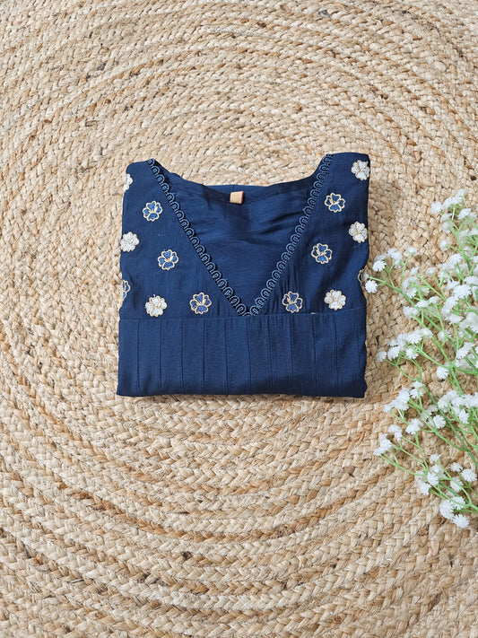 Blue thread work kurti