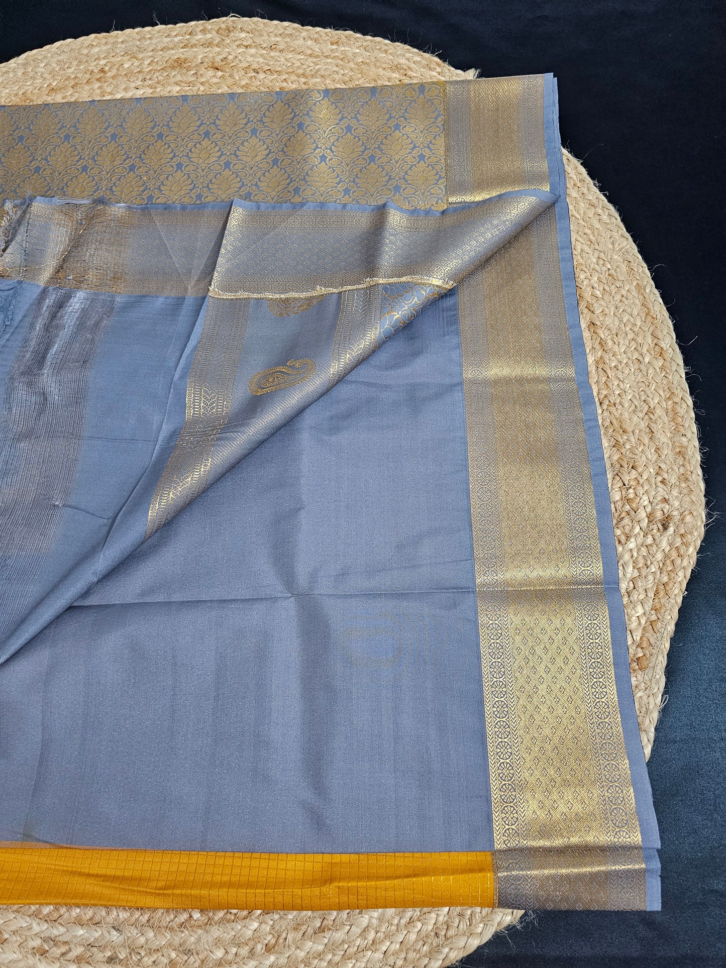 Mustard yellow and grey traditional checks