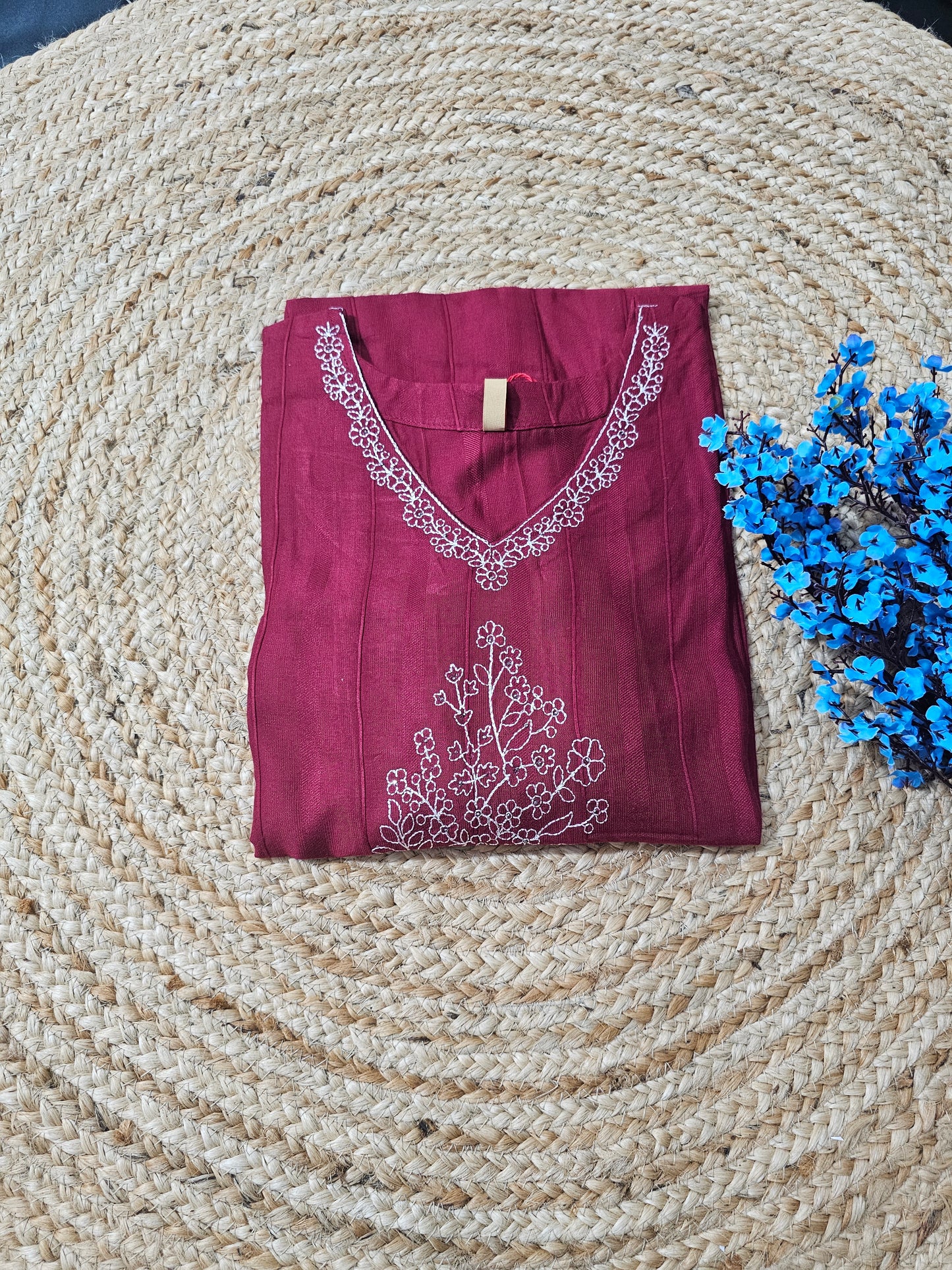 Maroon embroidery kurti