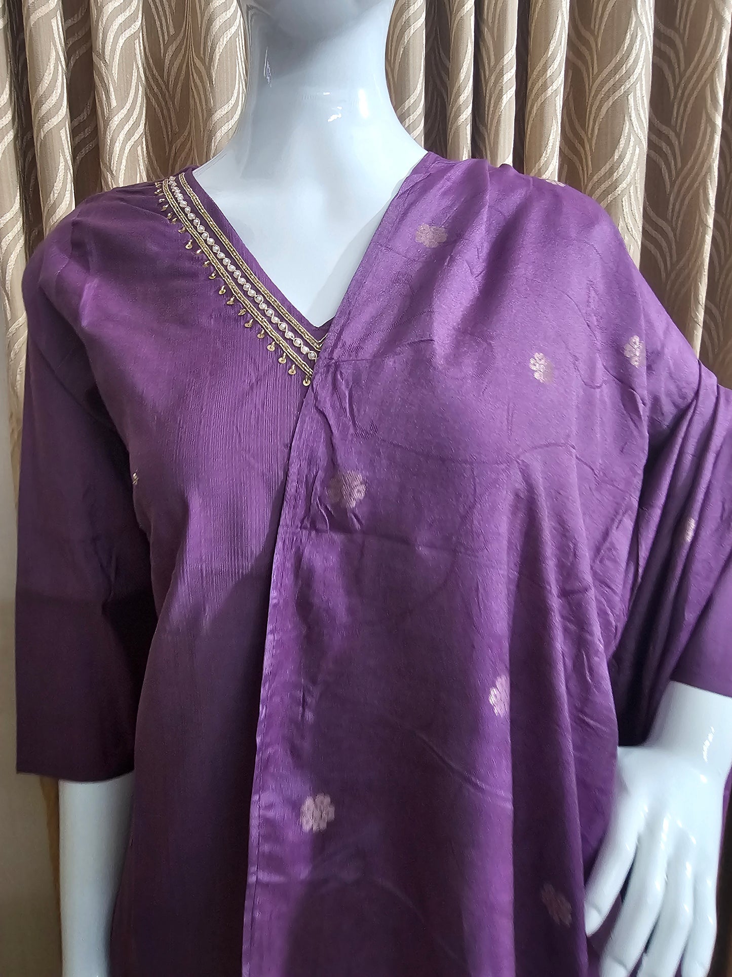 Purple silk churidhar set