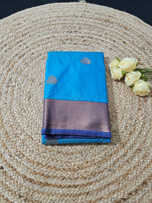 Blue body zari saree